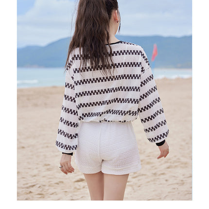 2024 new swimsuit women's split four-piece suit belly covering slimming gathered small chest South Korea ins style Hot Spring