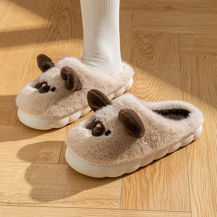 Cixi Cotton Slippers for Women, Spring, Autumn and Winter Home Use, Indoor Non-Slip Couple Home Warm Winter Plush Men's Slippers