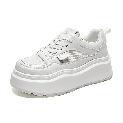 Mesh Sneakers for Women 2026 Summer New Casual Genuine Leather Thick-Soled Versatile Breathable Absorbent Sole White Shoes