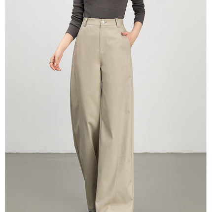Mingbo Wide-Leg Pants for Women, Loose-Fitting Drop-Leg Pants, 2025 Spring and Autumn New Style, High-Waisted, Slimming, Casual Workwear, Tencel Cotton Pants
