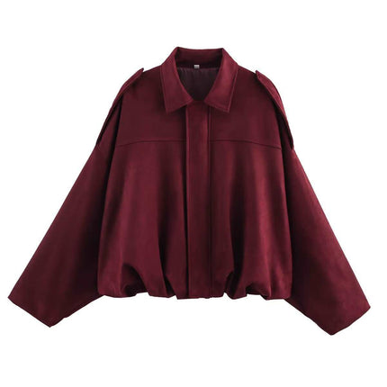 AliExpress bomber jacket fashion cross-border casual European and American bat sleeve top wholesale women's zipper