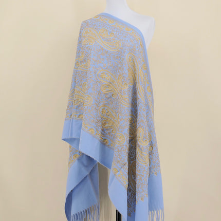Autumn and Winter 450g Thick Gold Thread Large Cashew Embroidered Flower Scarf Ethnic Style Mother Style Imitation Cashmere Warm Shawl Cloak