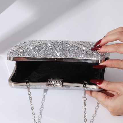 Cross-Border Fashion Rhinestone Evening Clutch Bag European and American High-End Retro Handbag Evening Party Diamond-Encrusted Handbag