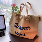 Khaki tassel bag / 50*14*36CM