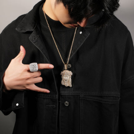 Cross-border Europe and the United States new hip-hop copper inlaid zircon full diamond portrait personality men's pendant manufacturers a generation of hair
