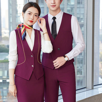 Professional vest suit female spring and summer stewardess uniform sales department hotel front desk jewelry shop beautician overalls