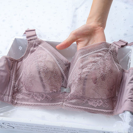 Original Underwear Women's Non-rimless Ultra-thin Large Chest Small Text Bra chubby girl plus size Gathering Paramelis Full Cup