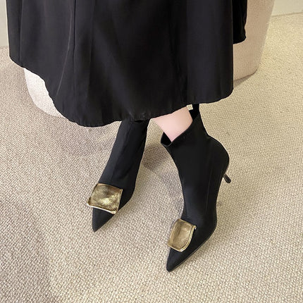 Pointed Toe Stiletto Fashion Boots for Women 2025 New European and American Fashion Elegant Short Boots Sexy Comfortable Elastic Socks Boots Trendy