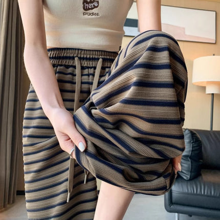 Striped Casual Wide-leg Pants Women's 2025 Summer High Waist Loose Fashionable Korean Style Trendy Slimming Straight Pants