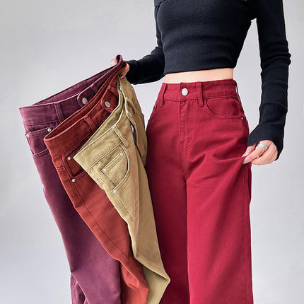 American Style New Fashion Women's High-Waisted Slimming Straight-Leg Jeans Women's Floor-Length Jeans Denim Straight-Leg Pants Ankora