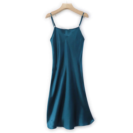 Special Cabinet Style Silk Slip Skirt Pure Mulberry Silk Nightgown Simple Exquisite Petticoat Mid-length Women's dress Solid Color