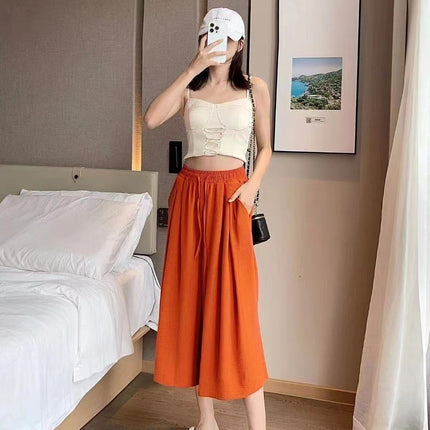 Dipped 2024 New Women's Clothing Spring and Summer Casual High-end Slim Ice Silk Small Yamamoto Wide Legs Casual