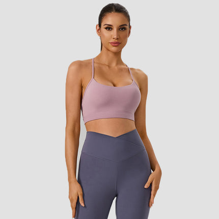 Cross-Border New Yoga Bra Single-Sided Spandex Y-Shaped Beautiful Back Sling Push-Up Running Fitness Nude Yoga Bra