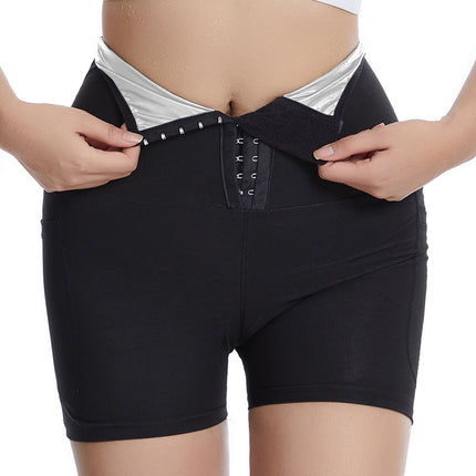 Sweat Pants European and American Plus Size Women's Yoga Tummy Control Waist Trainer Sweat Pants with Pockets Waist Trainer Running Shapewear Pants