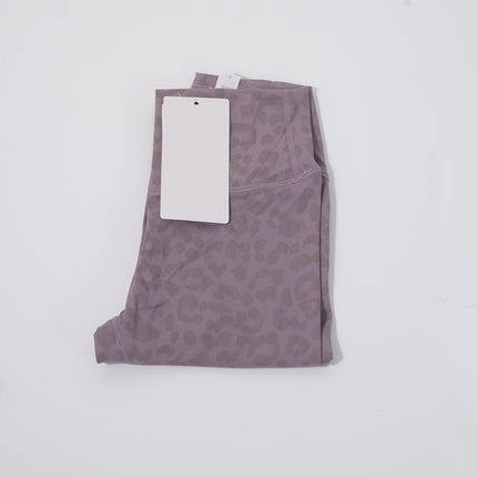 Yoga hot cross-border women's high waist belly contracting tight leopard print hip lifting fitness running sports cropped pants