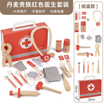 Children's wooden simulation doctor nurse toy suit play house boy girl stethoscope role-playing toy