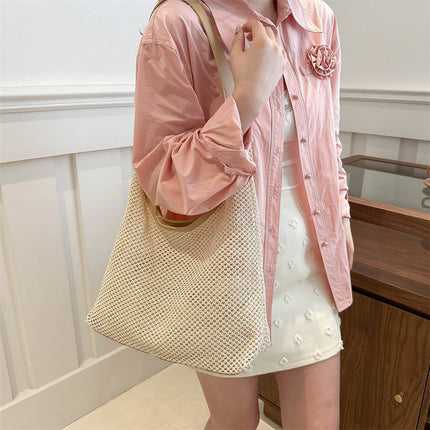 Ins Woven Tote Bag Straw Bag Large Capacity Underarm Bag Shoulder Bag Holiday Style Beach Bag Women's Portable
