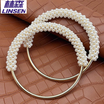 High-End Pearl Handle Bag Accessories Woven Handle Ring Pearl Iron Ring Ring Handmade Bag Handle Ring Handle