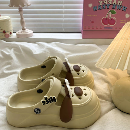 Eva Cartoon Big-Eyed Dog Girl 2026 Summer Outdoor Clogs Super Popular with a Stepping-On-Clouds Feel, Dual-Wear Thick-Soled Closed-Toe Slippers