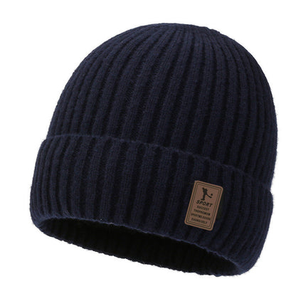 Hat Men's Winter fleece-lined Thickened Chenille Knitted Hat Outdoor Cycling Cold-proof Pullover Wool Hat Knitted Hat
