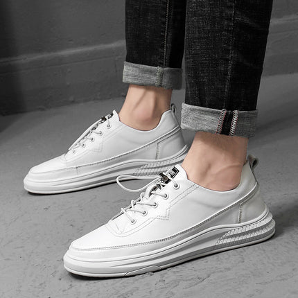 Summer Height Increasing Men's Shoes Small White Shoes Casual Shoes Top Layer Cowhide Fashionable Board Shoes 5cm Men's Invisible Height Increasing Shoes