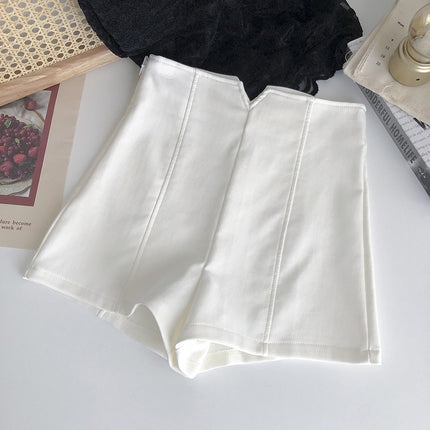 White Suit Shorts for Women, Summer Tight High-Waisted Slimming Leggings, Petite Anti-Exposure A-Line Outerwear Hot Pants