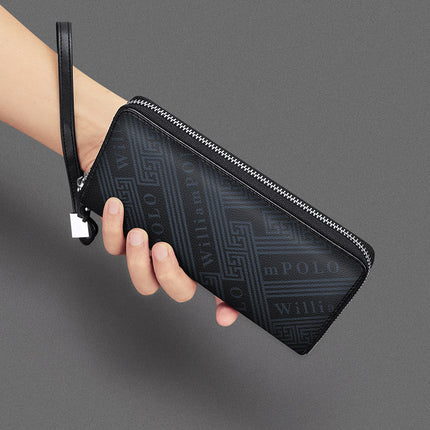Emperor Paul Men's Long Zipper Wallet Vintage Print Clutch Large Capacity Multi-Card Slot Money Clip Clutch Bag