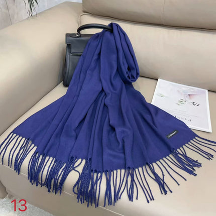 Solid color cashmere scarf women's thin scarf long air conditioning shawl autumn and winter warm Malaysia headscarf wholesale