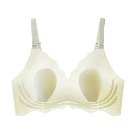 Rabbit Ear Bra for Women with Large Busts, Minimizing Effect, Vest-Style, Gathered, Wireless, Rabbit Ear Cup, Lift-Up Bra, Seamless, Thin Style