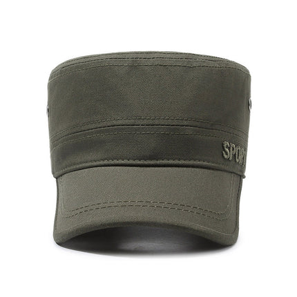 Hat Men's Spring and Summer Outdoor Summer Breathable Caps for Middle-aged and Elderly Sunshade Sunscreen Flat Top Cotton Outdoor Sports