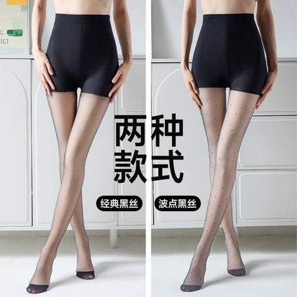 Light Leg Artifact Autumn and Winter Buttons Removable Double Layer fleece-lined Wave Dot Black Silk Orange Wipe Skin Silk Smooth Pantyhose