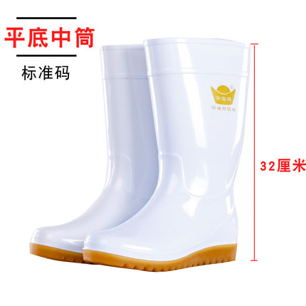 White high-heeled rain boots waterproof, oil-proof, acid-resistant and alkali-resistant food Special rain boots with beef tendon sole water shoes non-slip rain boots wholesale