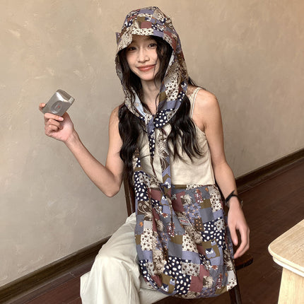 Japanese and Korean Popular Fried Street Hat Bag Two-Piece Set Women's Outdoor Leisure Travel Open Cotton Crosswalk Bag Ethnic