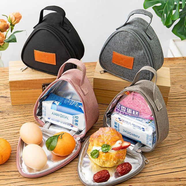 Triangular Lunch Box Handbag Polyester Rice Ball Insulated Lunch Box Bag Thickened Aluminum Foil Office Worker Lunch Bag Student Lunch Bag