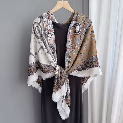 New exotic cashew flower square 130x 130 ladies atmosphere soft cotton breathable scarf shawl