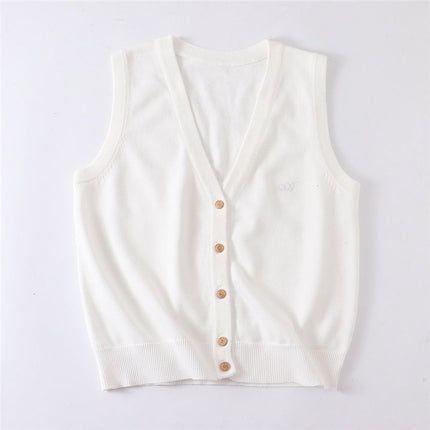 Cyanotic waistcoat [Jizhou Tea Love] JK waistcoat vest v-neck knitted sweater cardigan sleeveless Japanese jk women