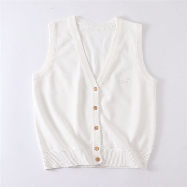 Cyanotic waistcoat [Jizhou Tea Love] JK waistcoat vest v-neck knitted sweater cardigan sleeveless Japanese jk women