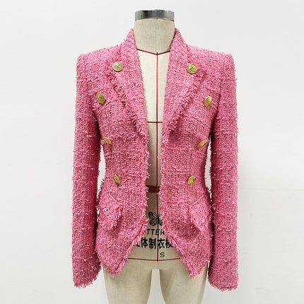In Stock 2026 Autumn and Winter New European and American Fashion French Style Elegant Fringed Slim-Fit Tweed Blazer Jacket