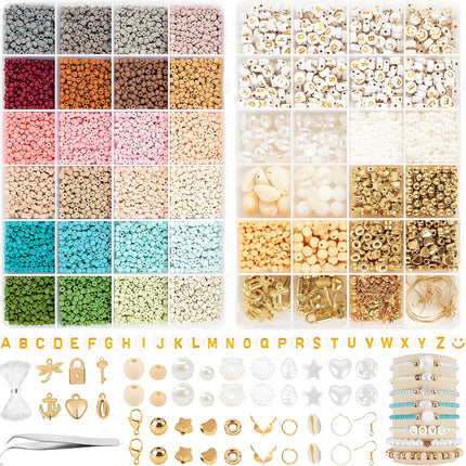 Cross-Border 24-Grids Millet Beads Letter Bead Set Box Handmade DIY Accessories Hand Beads Necklace Mobile Phone Chain Loose Beads