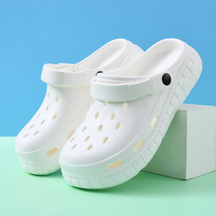New Style Hole Shoes Women's Outer Wear Summer Non-slip Baotou Slippers for Couples Increased Breathable Wear-resistant Deodorant Beach Slippers