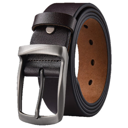 Factory Direct Sale Men's Pin Buckle Leather Belt Korean Style Trendy Casual Retro Pants Belt Pure Cowhide Genuine Leather Belt Wholesale Trendy