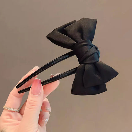 New Chinese Style Fabric Bow U-shaped Hair Hairpin Daily Cheongsam Hanfu Hair Disc Hairpin Delicate Internet Celebrity Hair Disc Artifact