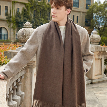Wool Scarf Autumn and Winter Korean Style Men's Scarf Pure Color New Versatile Cashmere Scarf Women's Winter Warmth
