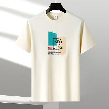 Heavy New Style Pure Short-sleeved T-shirt Men's Cotton Round Neck Cotton plus size Trendy Summer Youth Half-sleeved T-shirt Base Shirt