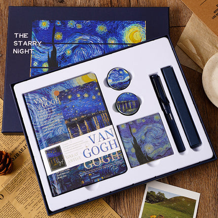 European and American Style Oil Painting Handbook Set Creative Van Gogh Monet Gift for Students Art Handbook Notepad Gift Box