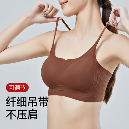 126 Summer Thin Cool Skin Seamless Liquid Foundation Soft Support Underwear White T Impermeable Strap Lifting Jelly Strip Beautiful Back Bra