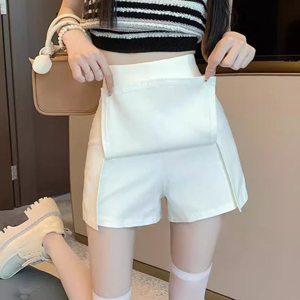 White Suit Short Skirt Women's Summer Light Mature Wind Anti-walking Hip Skirt Hot Girl High Waist A- line Split Skirt