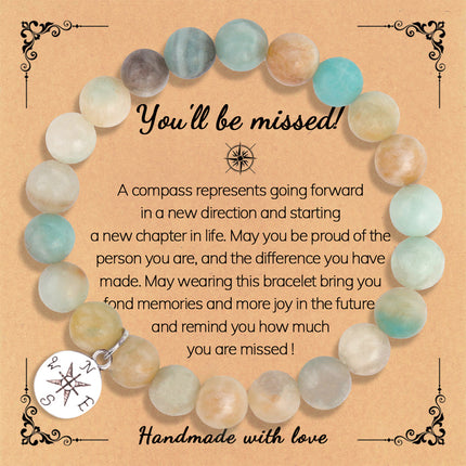 New Amazon Bracelet Graduation Season Pure Color Zebra Redstone Powder Crystal African Turquoise Compass Bracelet