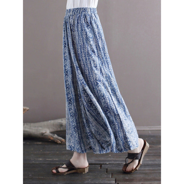 French Outlet Clearance Brand Discount Removed from Shelves Artistic Thin Linen Yoga Pants Floral Cotton Linen Wide-Leg Pants Women Loose