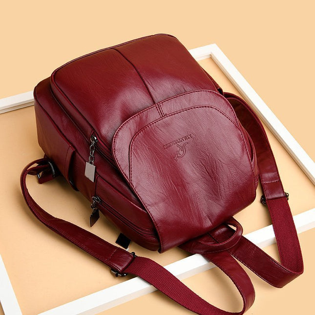 New Soft Leather Women's Backpack Women's 2024 New Fashionable Pure Soft Leather Backpack Large Capacity Student Schoolbag Women's Bag